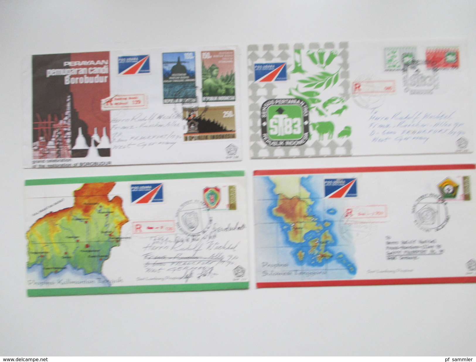 Indonesien 125 stk. 1954 - 84 FDC / R-Briefe / Luftpost alles echt gelaufen! Einige Blocks 80er Jahre und 1 Numisbrief.