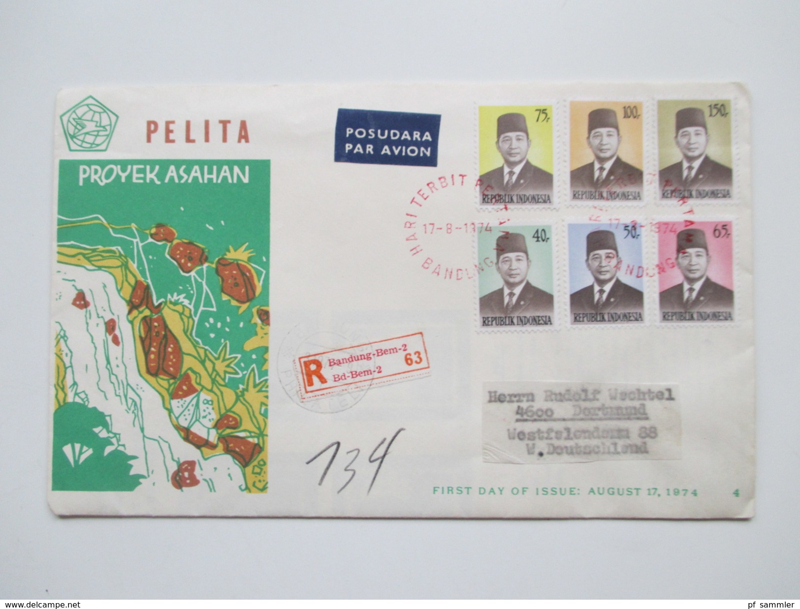 Indonesien 125 stk. 1954 - 84 FDC / R-Briefe / Luftpost alles echt gelaufen! Einige Blocks 80er Jahre und 1 Numisbrief.