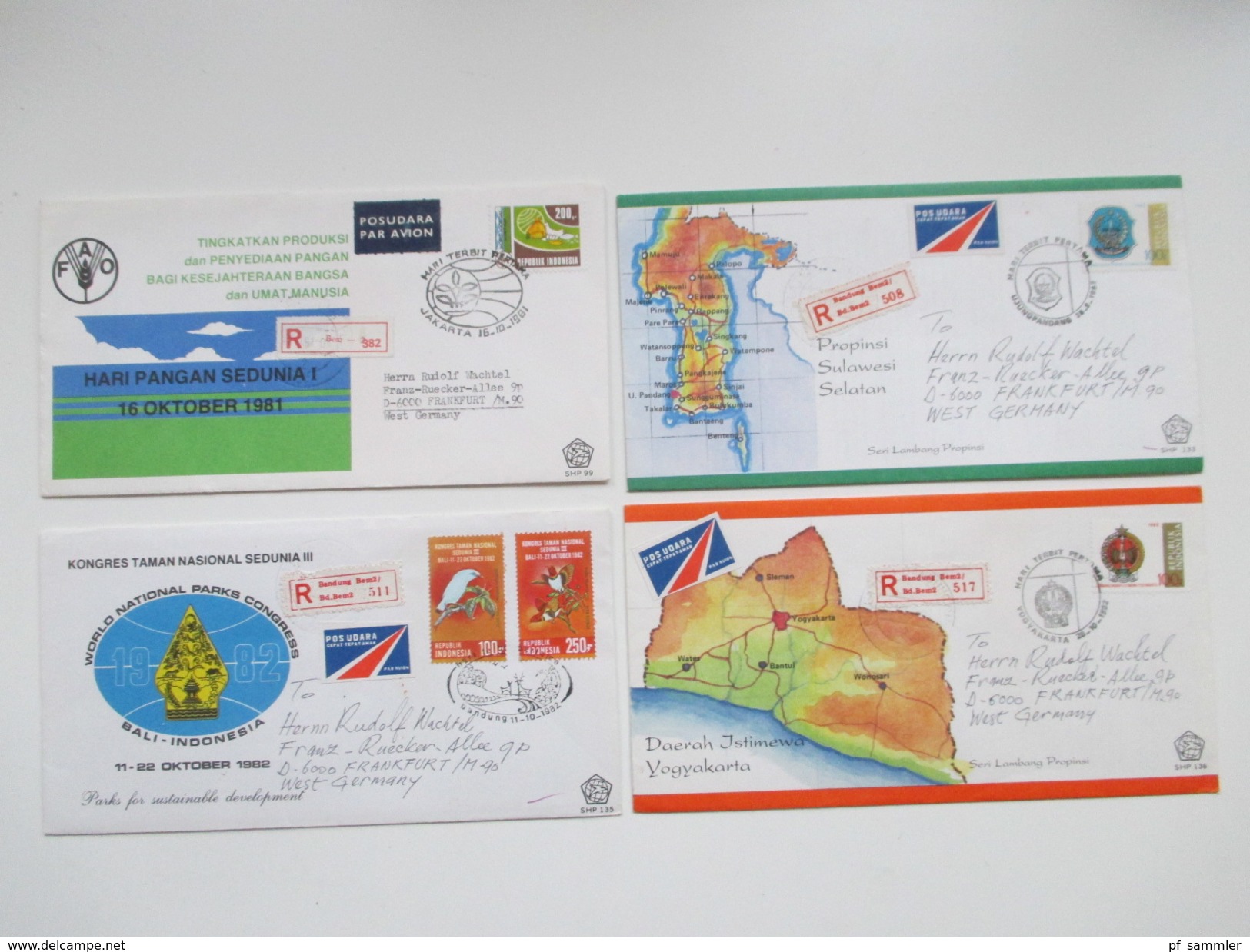 Indonesien 125 stk. 1954 - 84 FDC / R-Briefe / Luftpost alles echt gelaufen! Einige Blocks 80er Jahre und 1 Numisbrief.