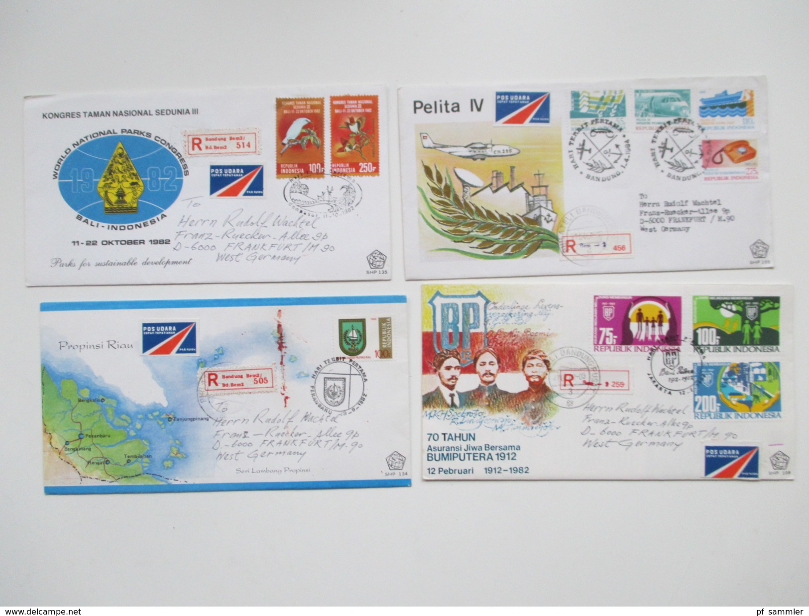 Indonesien 125 stk. 1954 - 84 FDC / R-Briefe / Luftpost alles echt gelaufen! Einige Blocks 80er Jahre und 1 Numisbrief.
