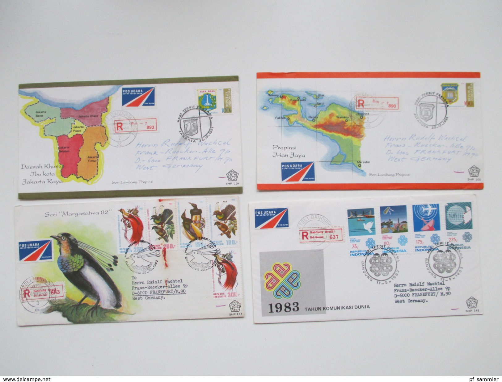 Indonesien 125 stk. 1954 - 84 FDC / R-Briefe / Luftpost alles echt gelaufen! Einige Blocks 80er Jahre und 1 Numisbrief.