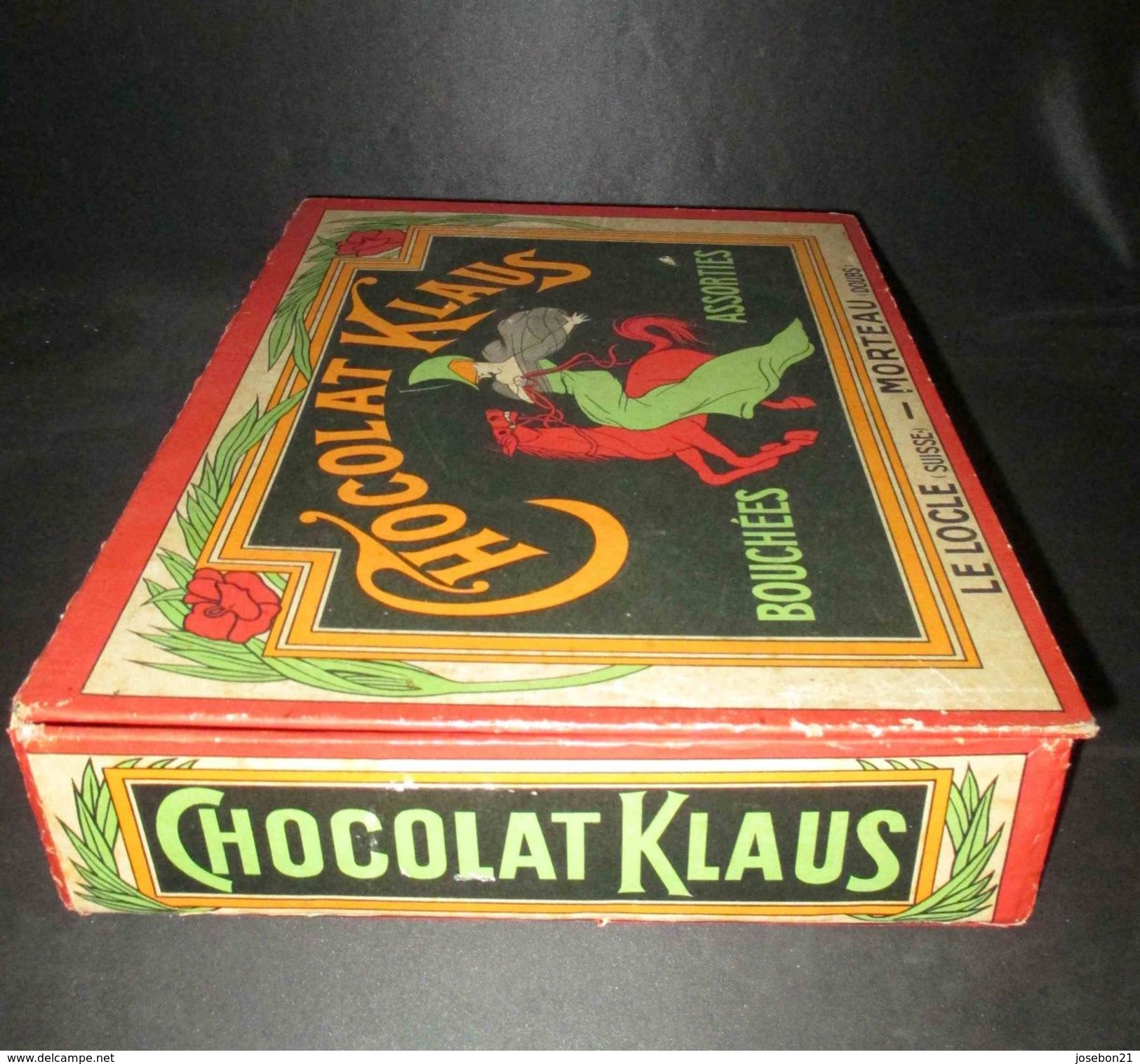 Ancienne Grande Boîte Chocolat Klaus Morteau Doubs Art Nouveau Fin XIX ème - Boîtes