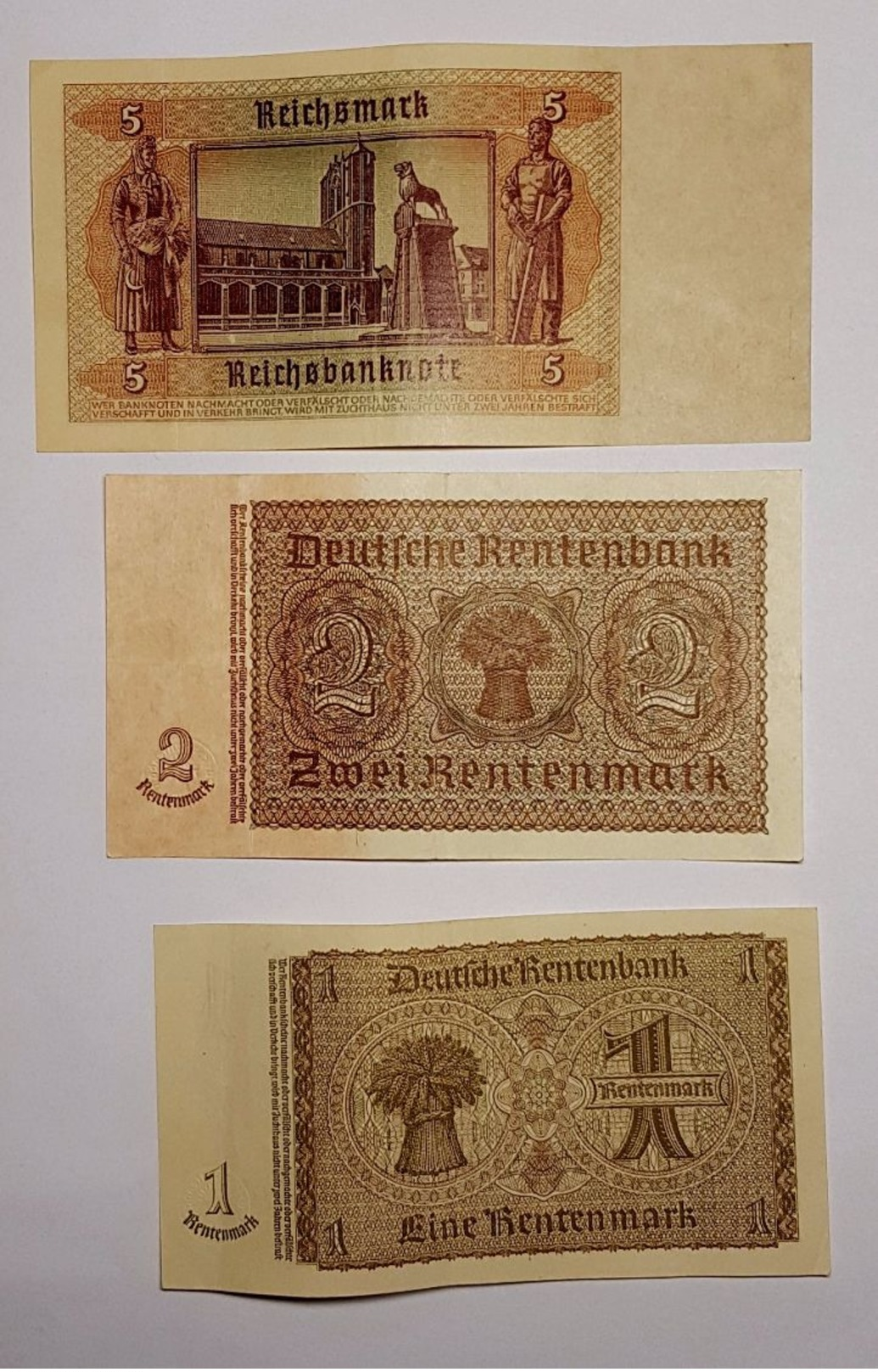 Bankntes,Banknote, Germany,1,2,5 Rentenmark,mark  1937-1939 Year,lot - Other & Unclassified