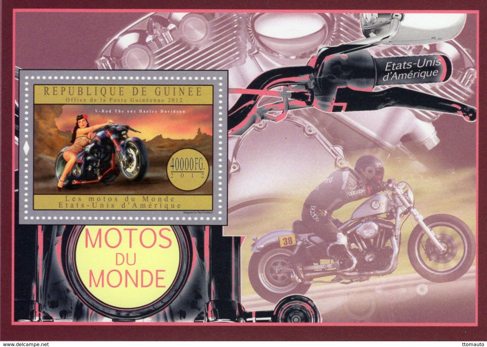 Guinée  -  Les Motos Du Monde  -  Etats-Unis  -   Harley  -  1v MS Neuf/Mint - Motos