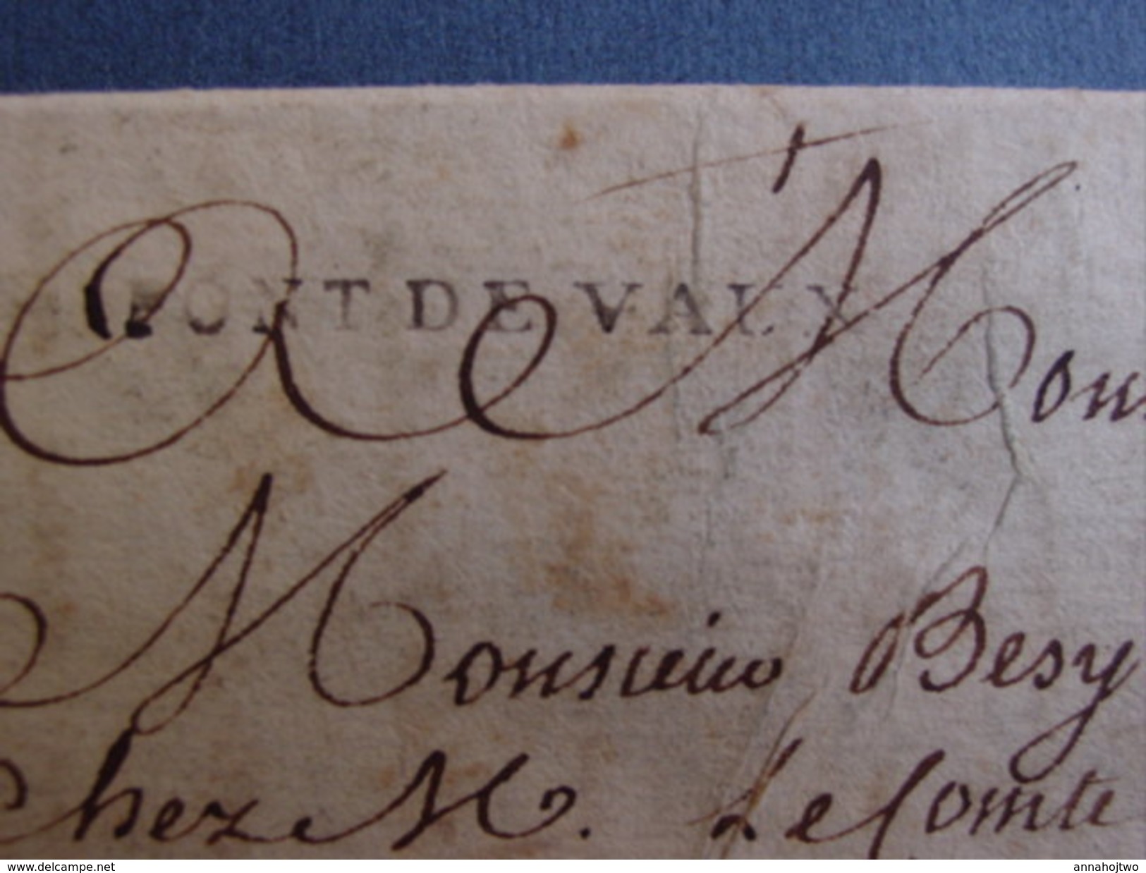 AIN-Lettre De Montiernoz:marque PONT DE VAUX Pour Dijon,chez M.le Comte De Vogüe Maréchal Des Camps Et Armées Du Roy - 1701-1800: Precursors XVIII