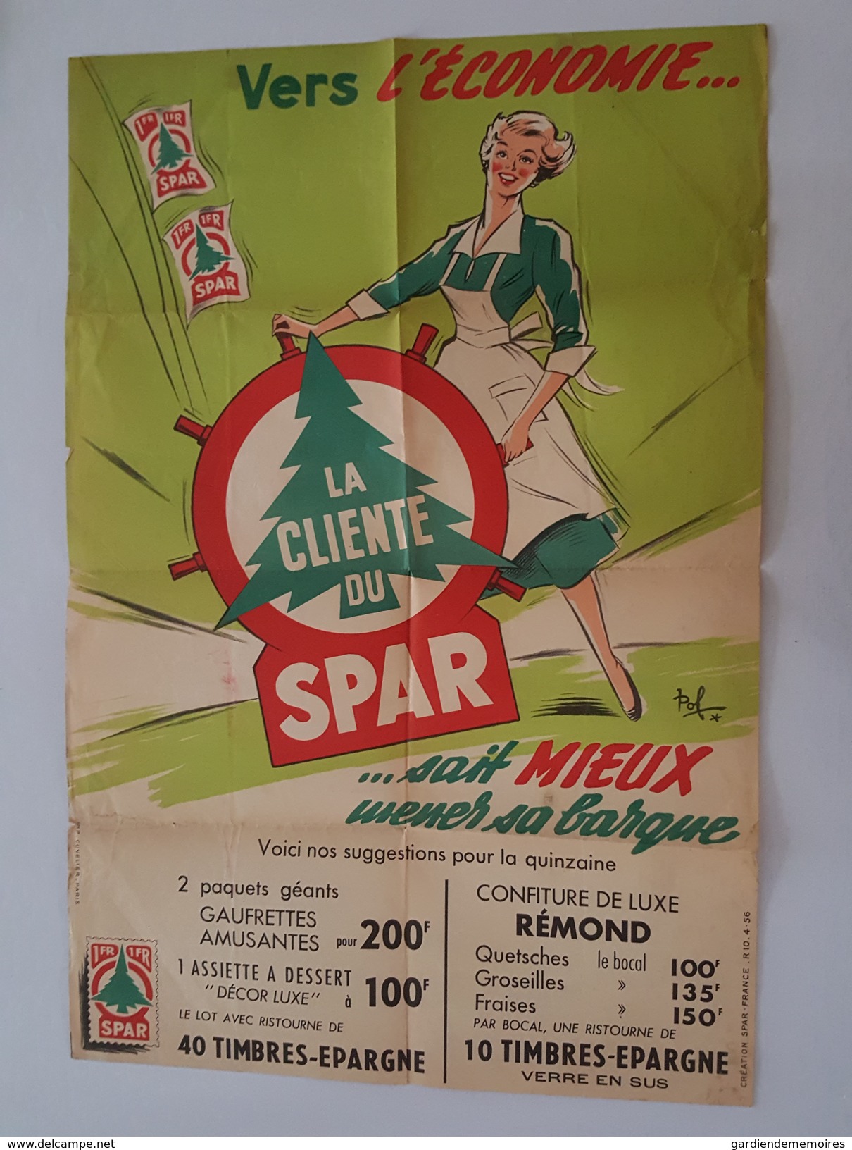 Affiche Ancienne Magasin Spar Illustrée Par Pol - La Ménagère - Pub Confiture Rémond - Posters