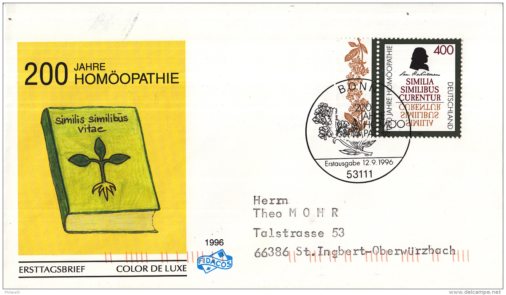 Duitsland - FDC 12-9-1996 - 200 Jahre Homöopathie - Michel 1880 - Medicine