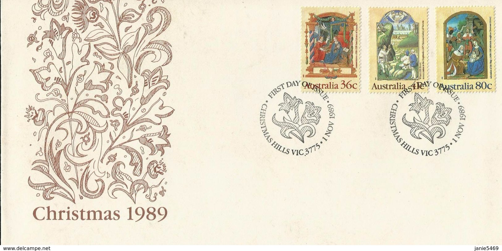 Australia 1989 Christmas FDC - Sobre Primer Día (FDC)