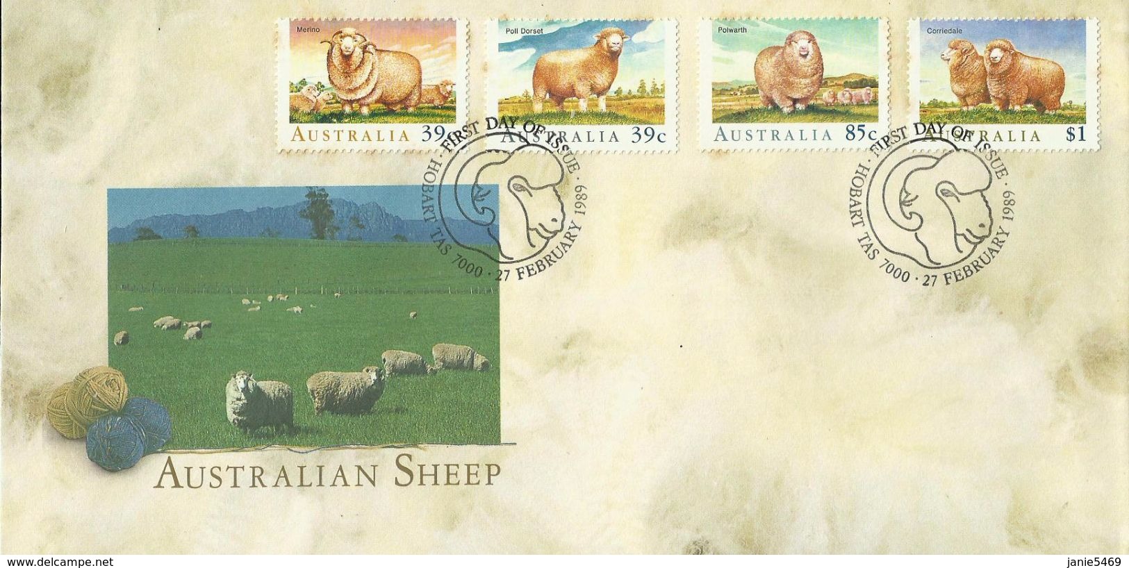 Australia 1989 Sheeps FDC, Toning Perforations FDC - FDC