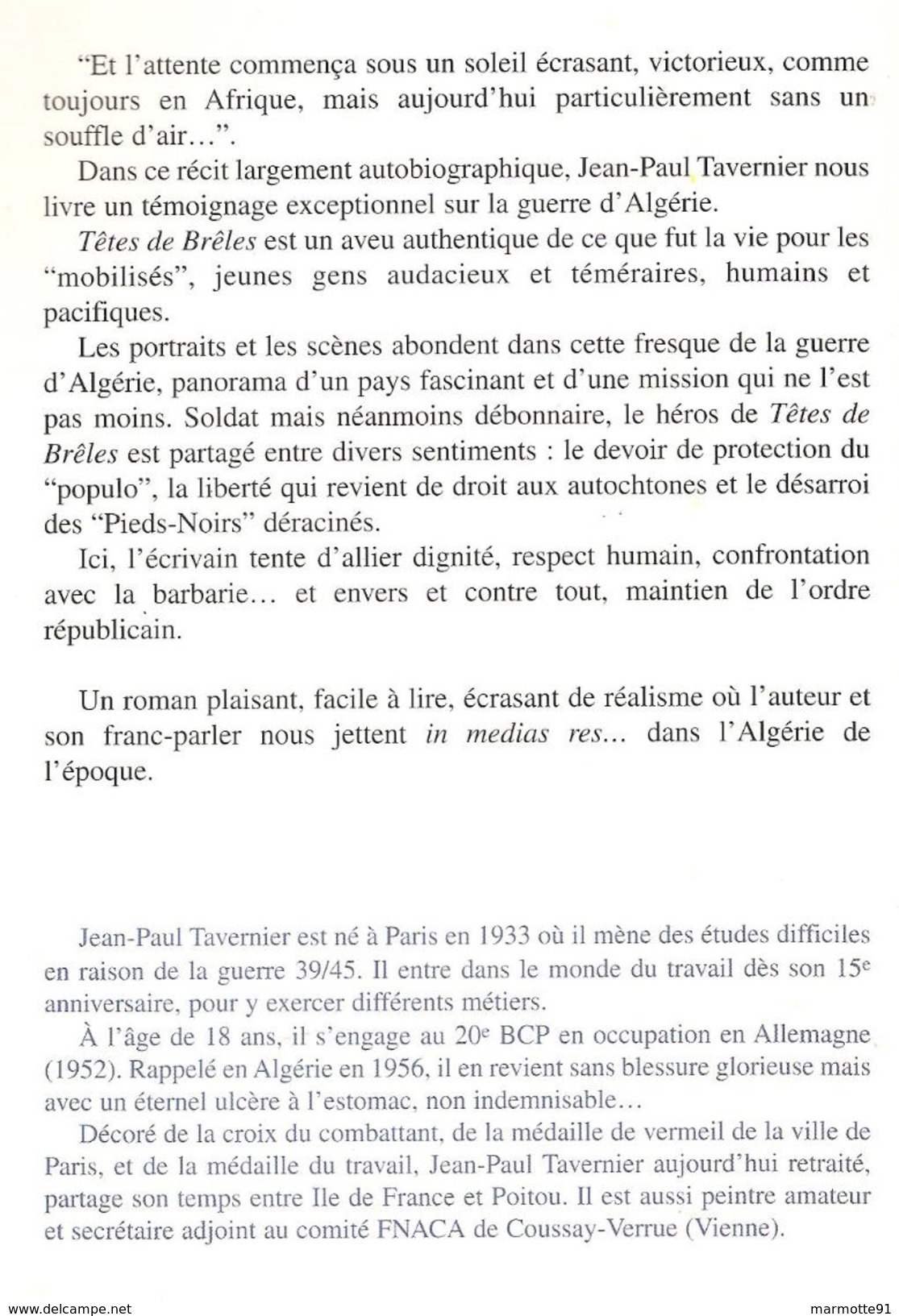 TETES DE BRELES RECIT GUERRE ALGERIE APPELE - Français