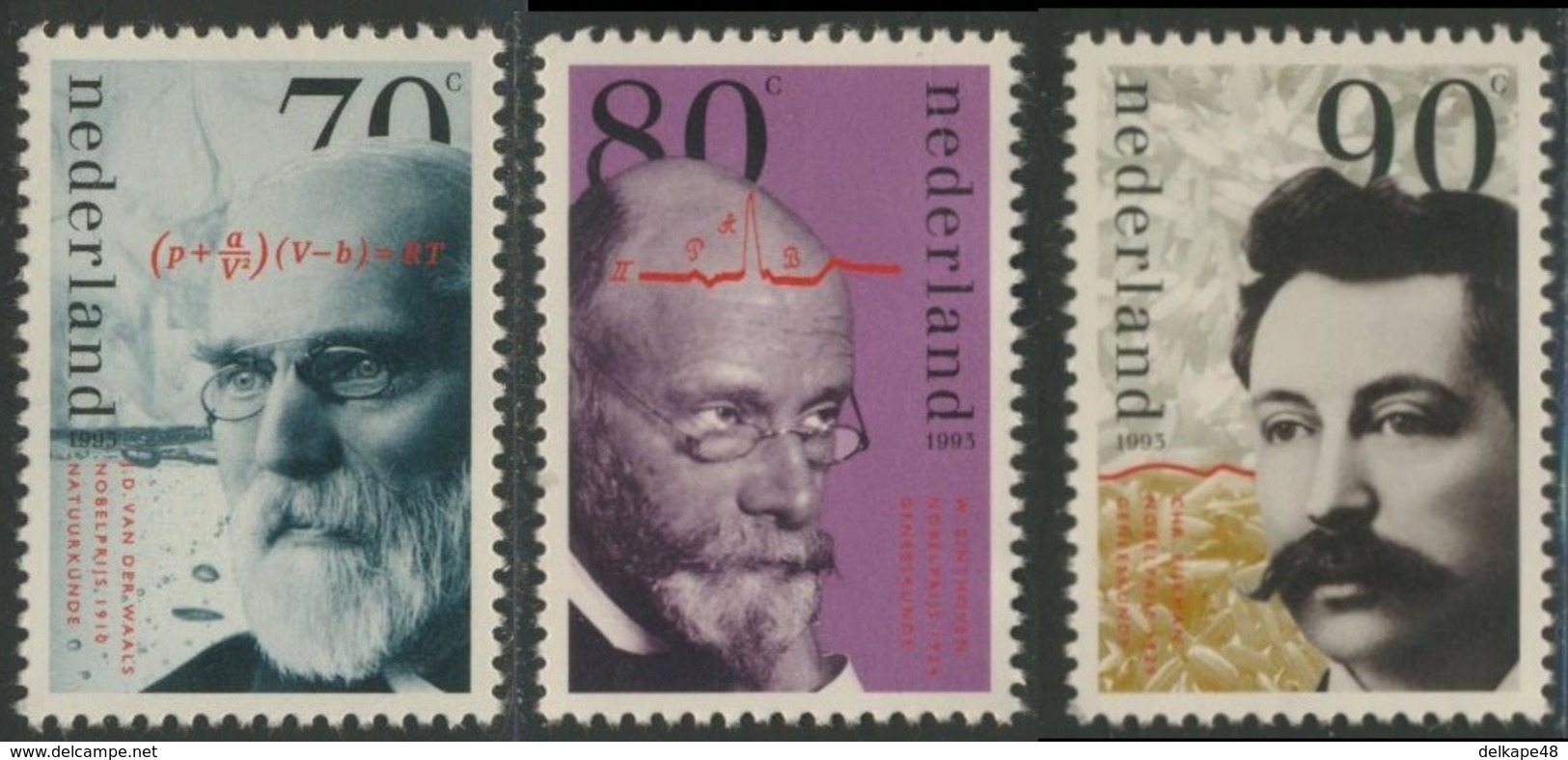 Nederland Netherlands Pays Bas 1993 Mi 1484 / 6 YT 1449 /1 ** Dutch Nobel Prize Winners, V.d. Waals, Einthoven, Eijkman - Nobelprijs