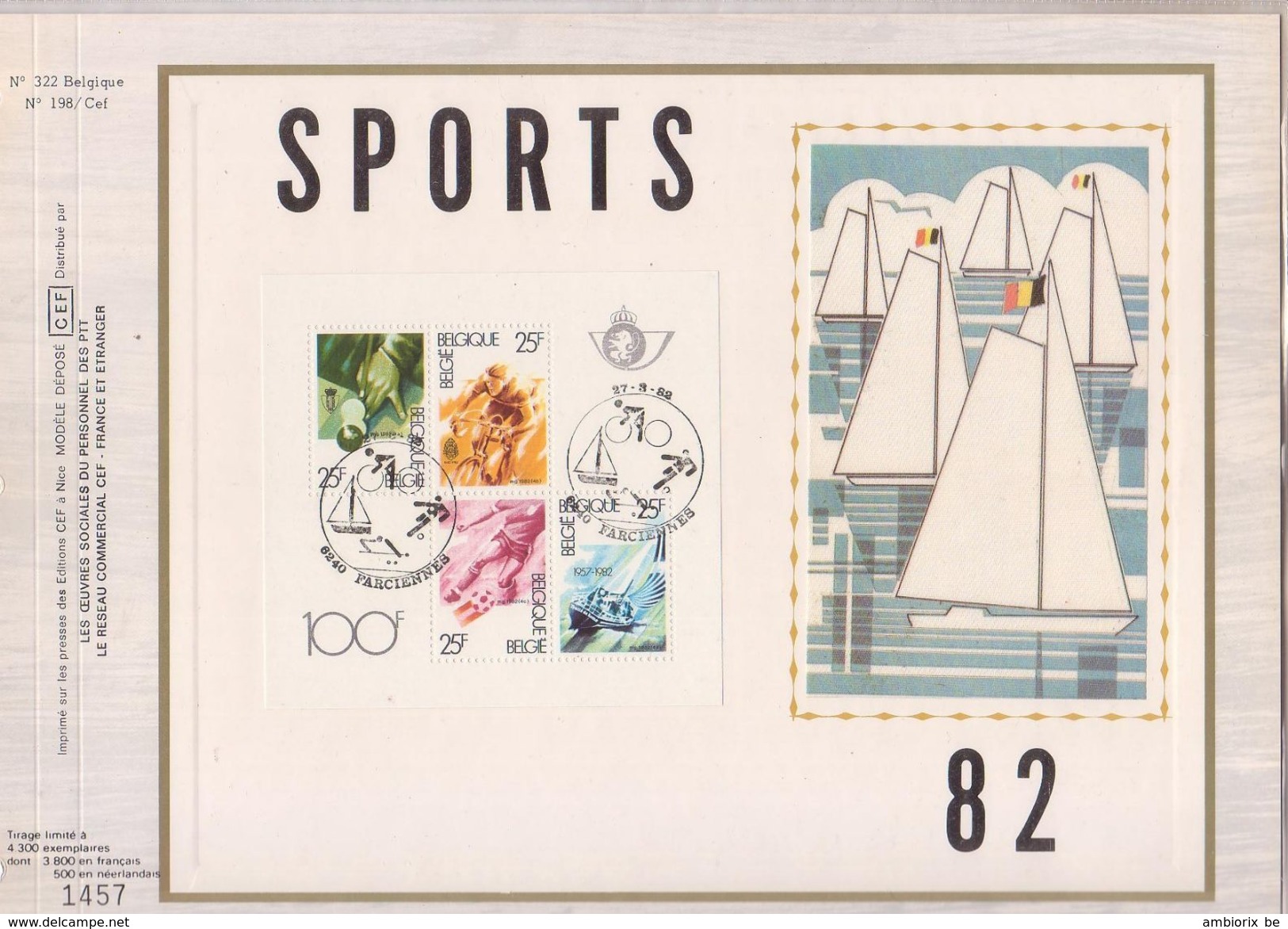 Carte Max CEF Soie Bloc 58 Sports - 1981-1990