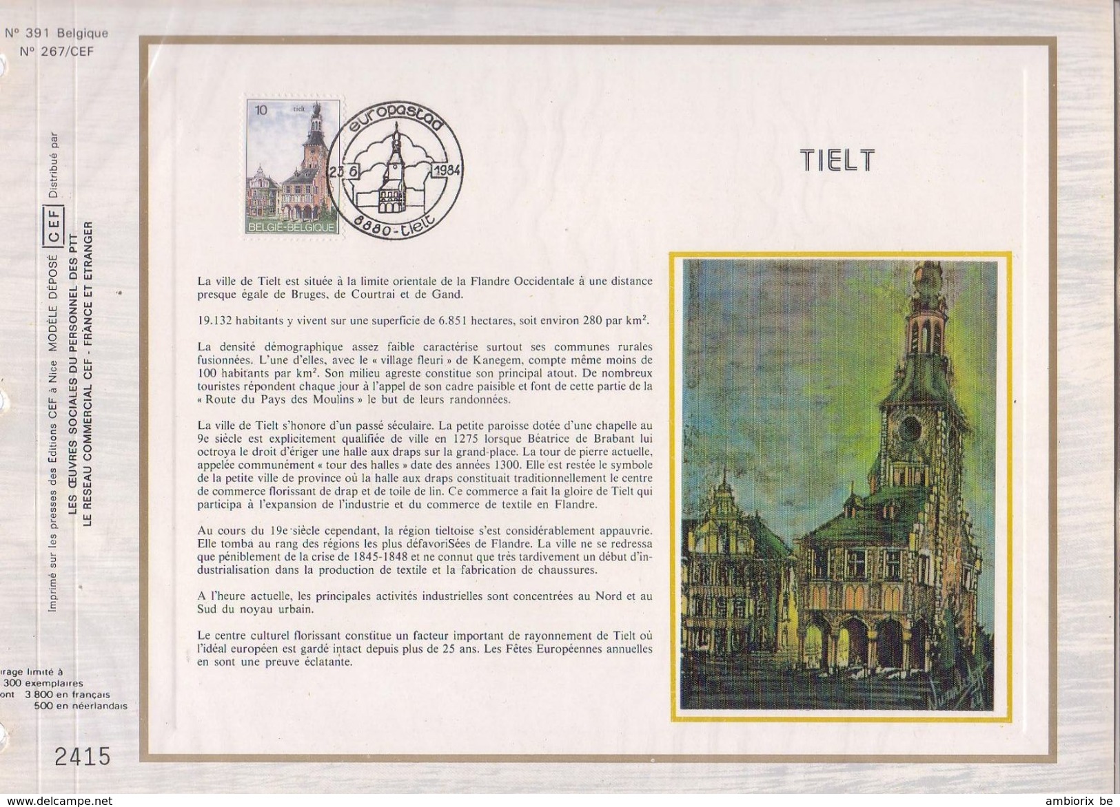 Carte Max CEF Soie 2139 Tielt - 1981-1990