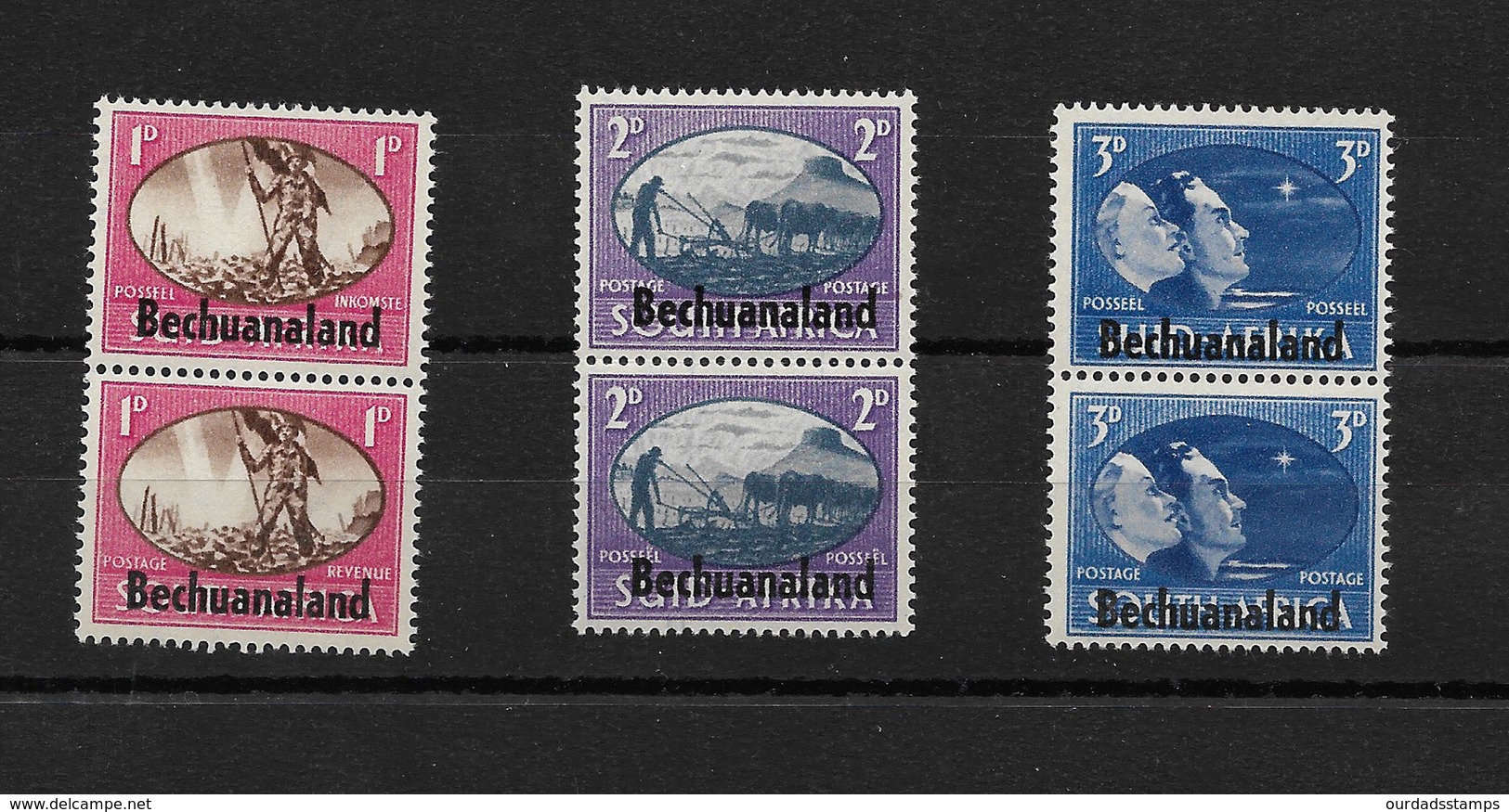 Bechuanaland 1945 KGVI Victory Set Complete In Vertical Pairs MNH (5710) - 1885-1964 Protectorat Du Bechuanaland
