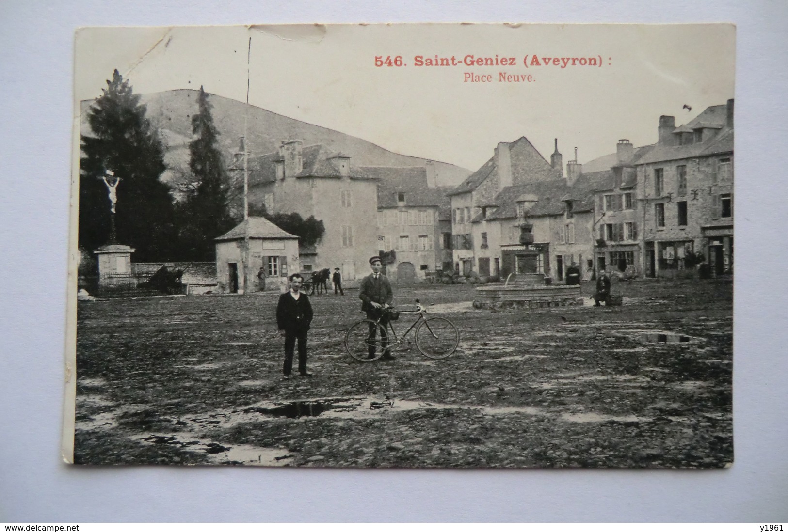 CPA 12 AVEYRON SAINT GENIEZ D OLT. Place Neuve. 1908. - Other & Unclassified