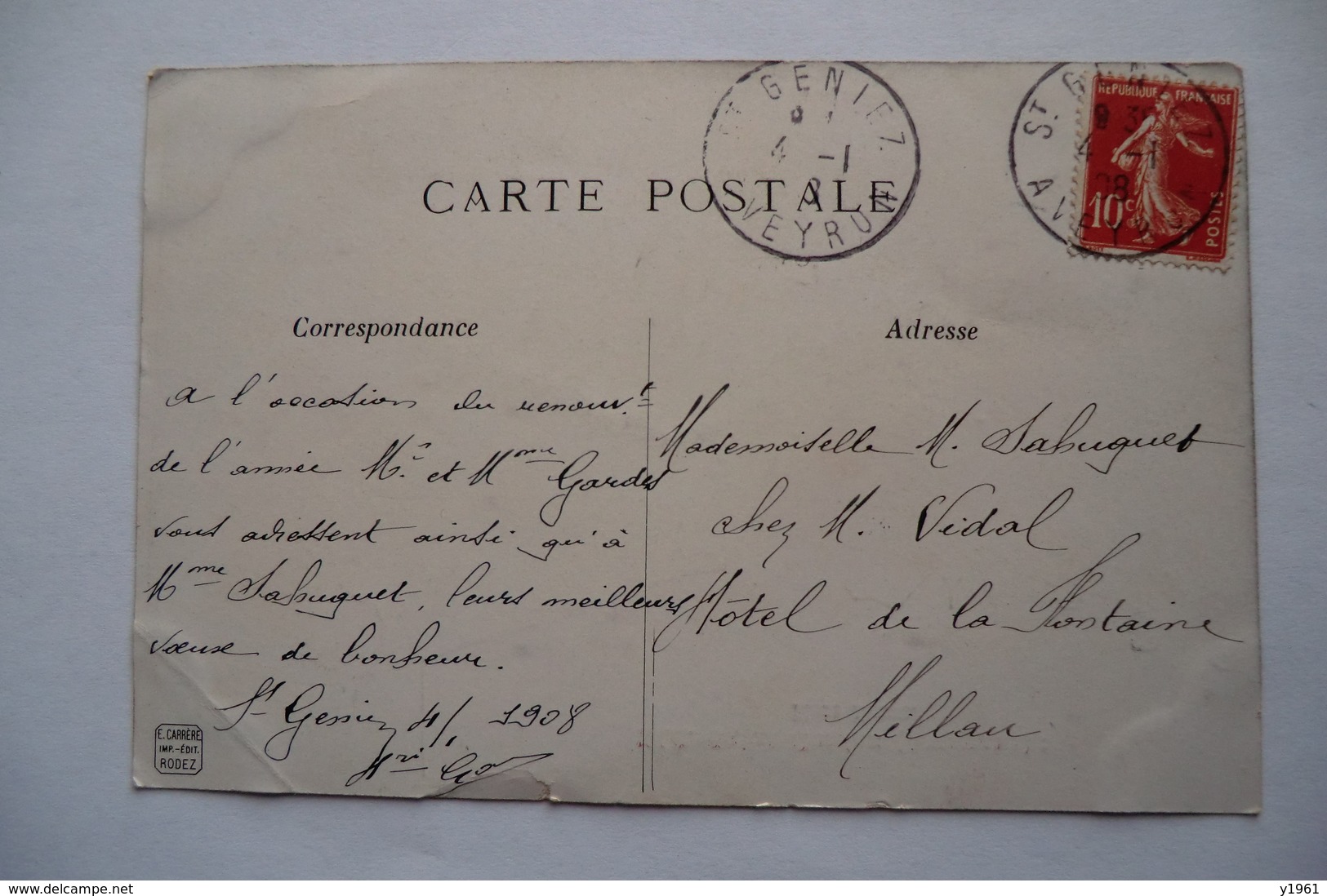 CPA 12 AVEYRON SAINT GENIEZ D OLT. Place Neuve. 1908. - Other & Unclassified