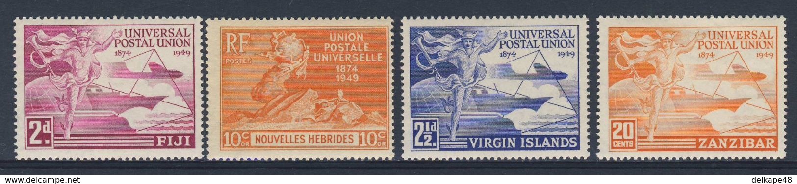 1949 Joint Issue / Gemeischaftsausgabe - MH - 4 Countries - 75th Ann. UPU / Weltpostverein - Hermes, Globe, Transport - Joint Issues