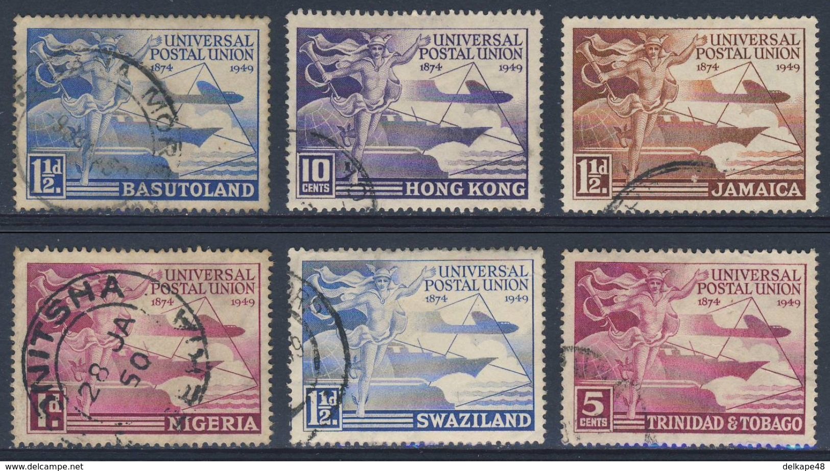 1949 Joint Issue / Gemeischaftsausgabe - Used - 6 Countries - 75th Ann. UPU / Weltpostverein - Hermes, Globe, Transport - Gezamelijke Uitgaven