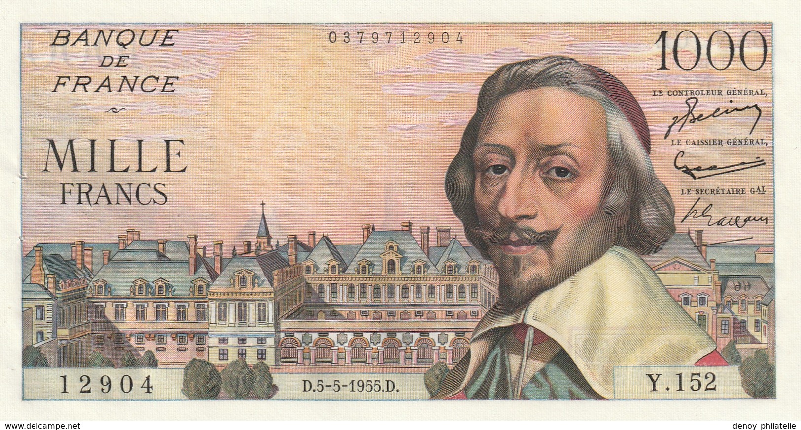 Billet De 1000 Francs Richelieu Du 5 5 1955 Spl Juste épinglage BDF - 1 000 F 1953-1957 ''Richelieu''