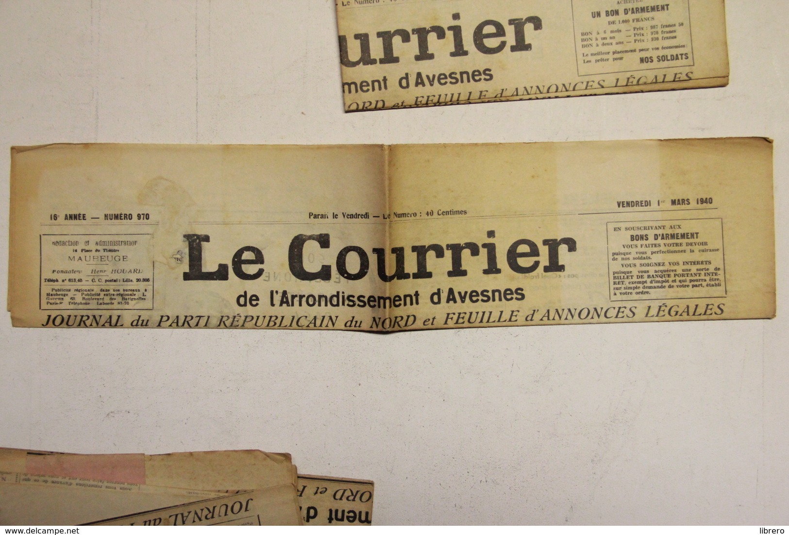 Maubeuge / Avesnes / Le Courrier / 14 numéros / 1940.