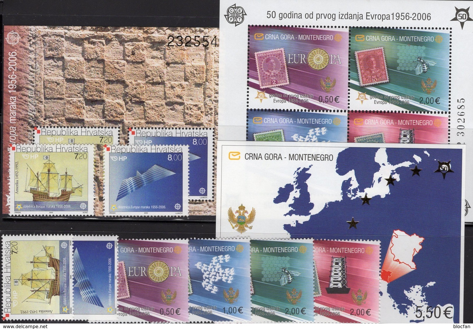 Stamp On Stamps 2006 Croatia 734/5,ZD,Bl.27,Montenegro 108/1,Block 2A+3 ** 158€ Hojita Blocs S/s Sheets M/s Bf CEPT - Croatia