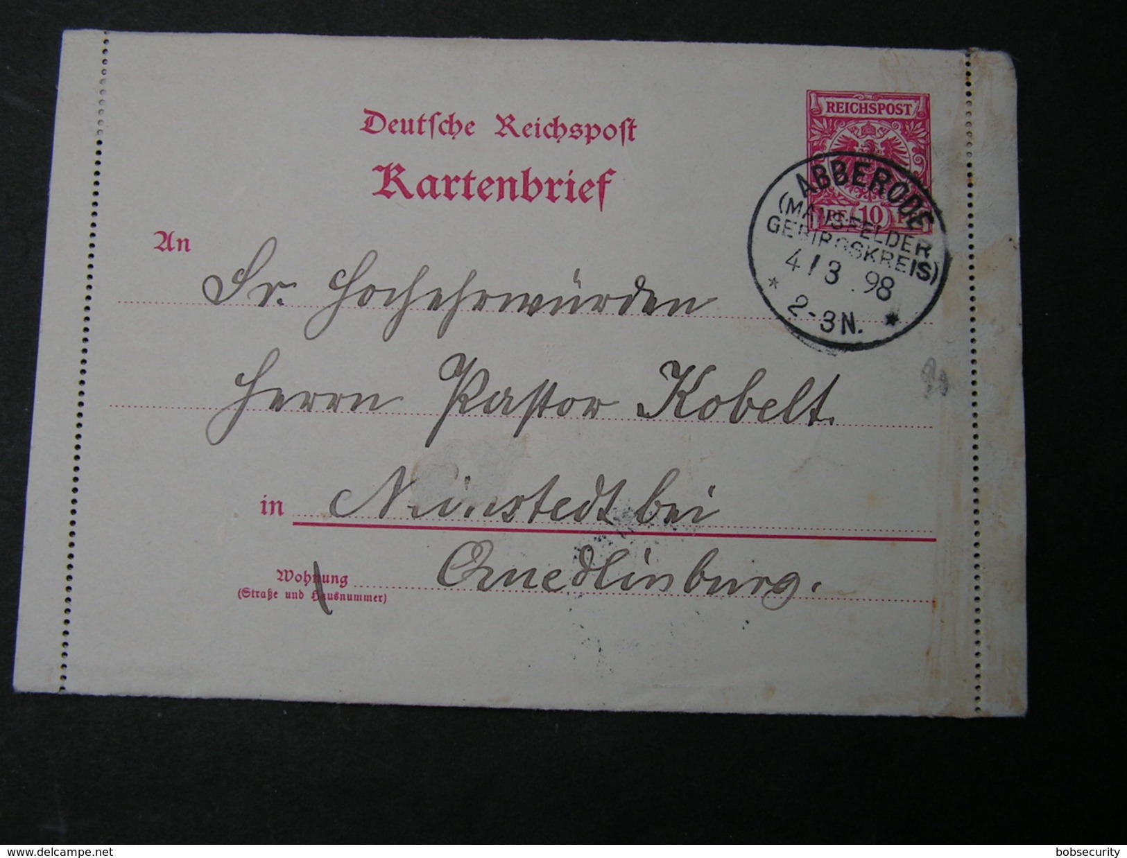 DR Karte Aus Abberode 1898 - Sonstige & Ohne Zuordnung