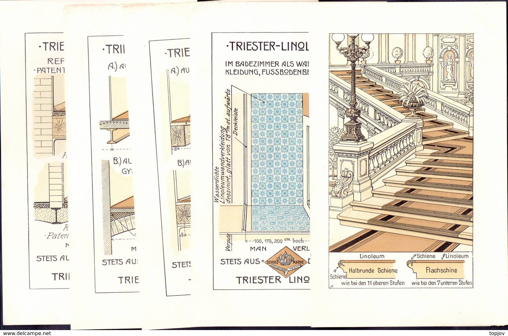 CROATIA - ITALIA - FIUME- TRIESTE - PRIMA FABBRICA Di LINOLEUM AUSTRIA - BOOK + 6 Color- Cc 1910 - Italy