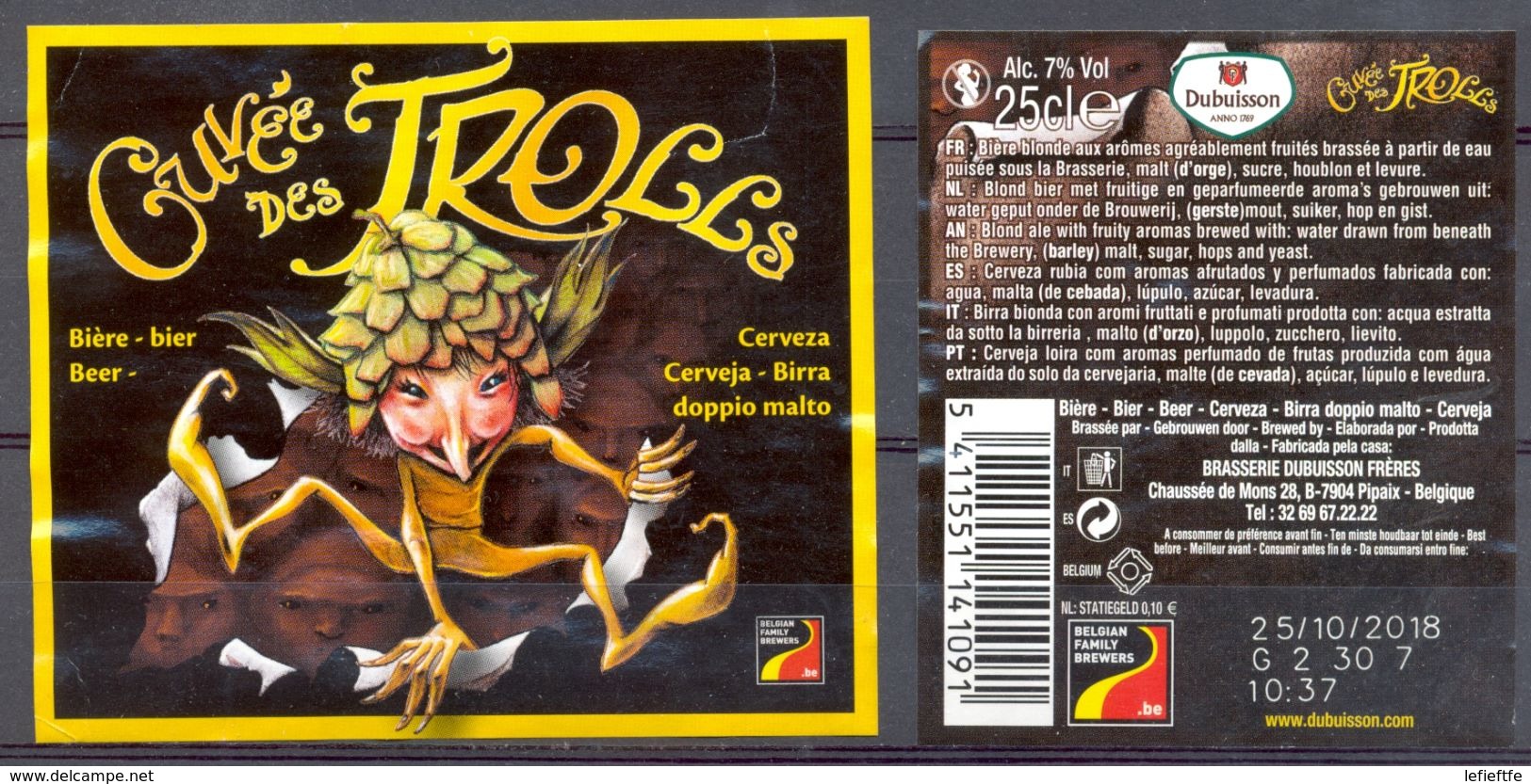 1569 - Belgique - Bière "·Cuvée Des Trolls" - Brasserie Dubuisson Frères - 7904 - Pipaix - Bière