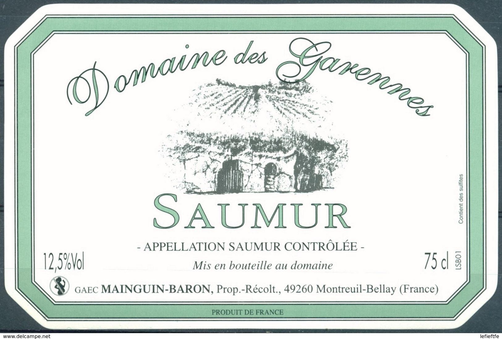 1573 - France - Saumur - Domaine Des Garennes - GAEC Mainguin-Baron - 49260 Montreuil Bellay - Rotwein