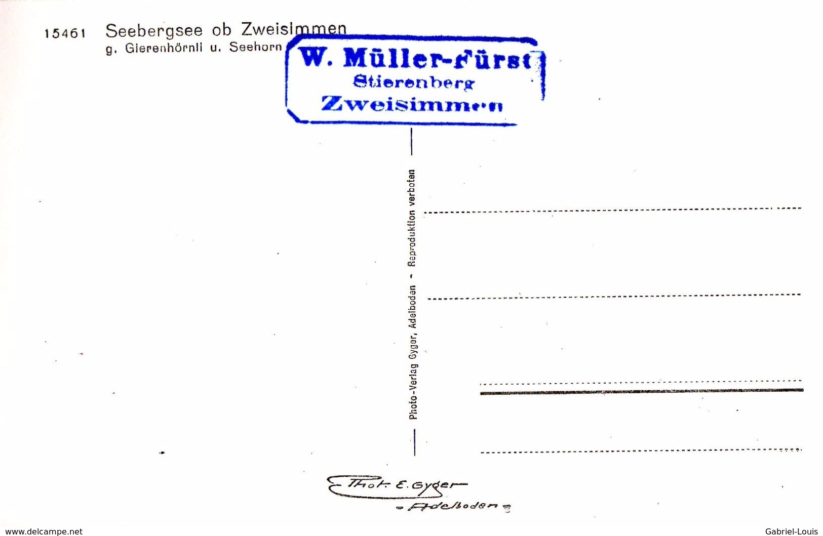Seebergsee Ob Zweisimmen - Gierenhörnli Seehorn W. Muller-Fürst - Zweisimmen