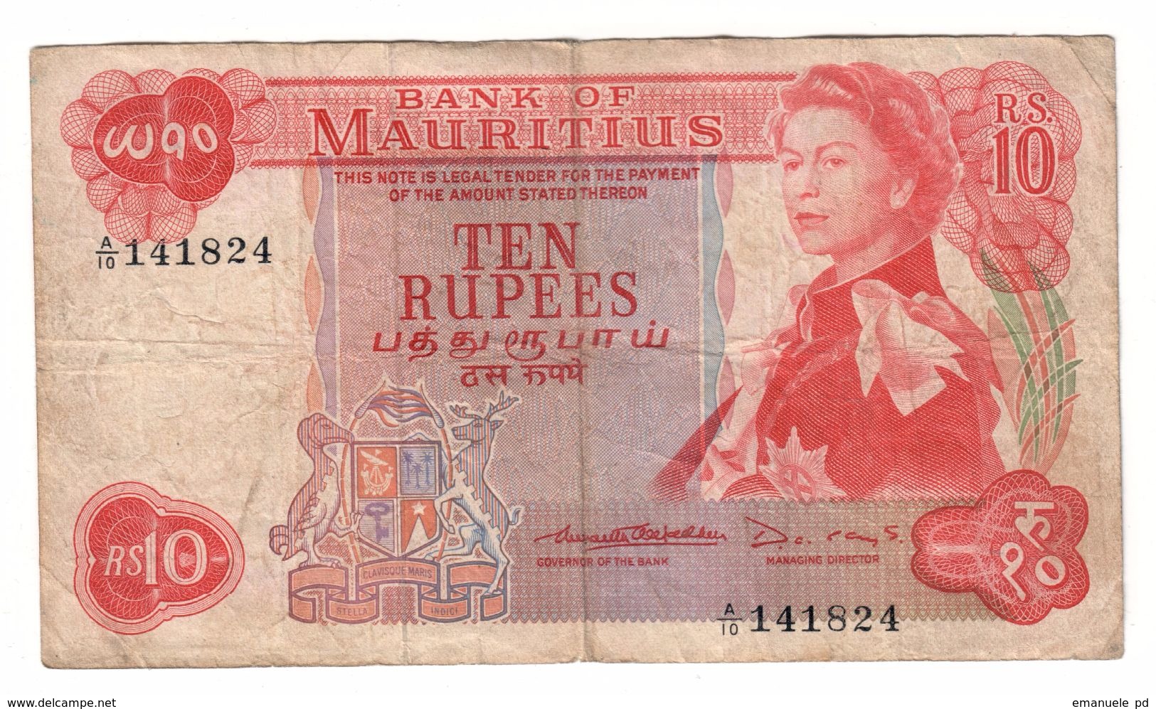 Mauritius 10 Rupees 1967  .J. - Mauritius