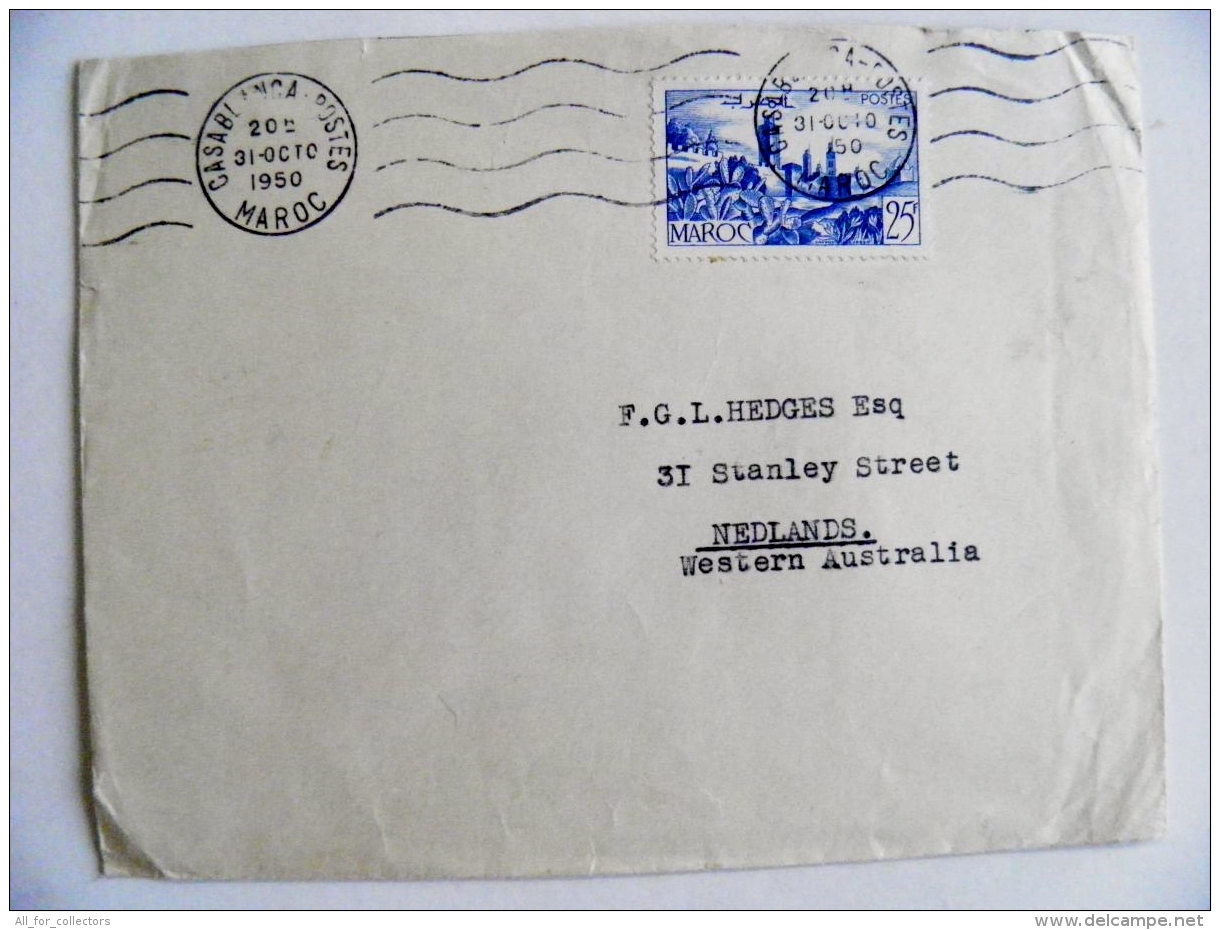 Cover From Morocco Maroc Francaise 1950 Casablanca To Australia Cactus - Briefe U. Dokumente