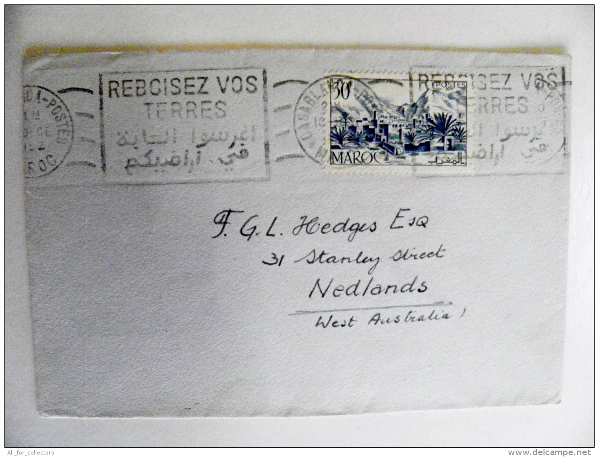 Cover From Morocco Maroc Francaise 1952 Atm Machine Cancel To Australia - Briefe U. Dokumente