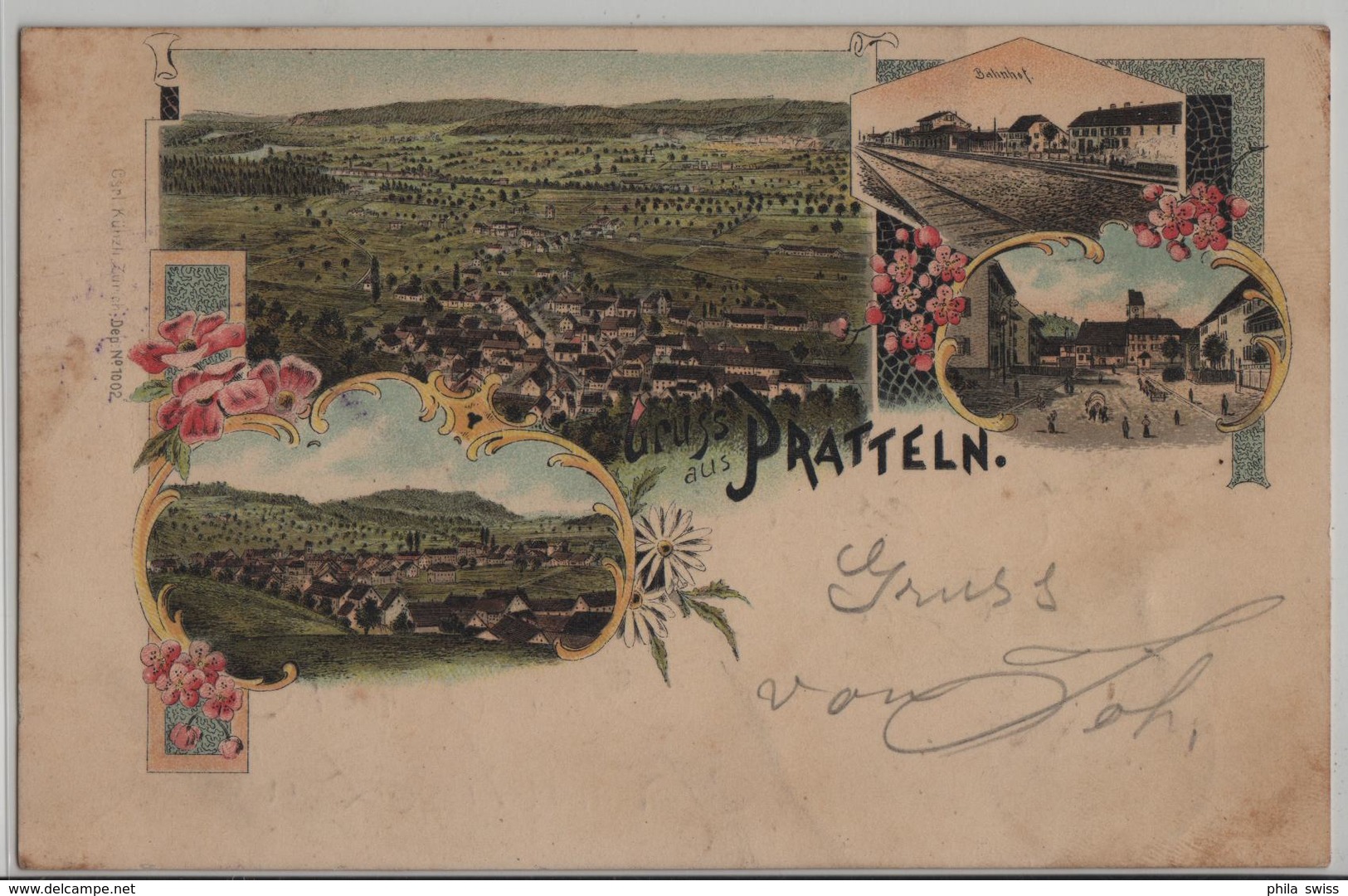 Gruss Aus Pratteln - Bahnhof - Litho Carl Künzli No. 1002 - Pratteln