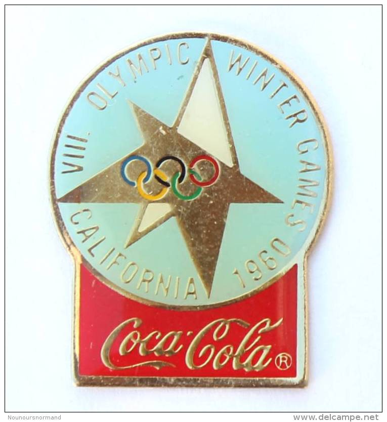 Pin's  COCA COLA - VIII° Olympic Winter Games - CALIFORNIA 1980 - Etoile  - Anneaux Olympiques  - G1078 - Coca-Cola