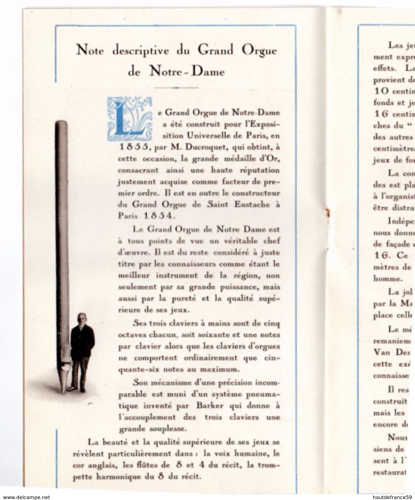 Programme Avril 1927 Bénédiction Inauguration Du GRAND ORGUE église Notre Dame ROUBAIX Organiste Pierre & Edouard PEERS - Programmes