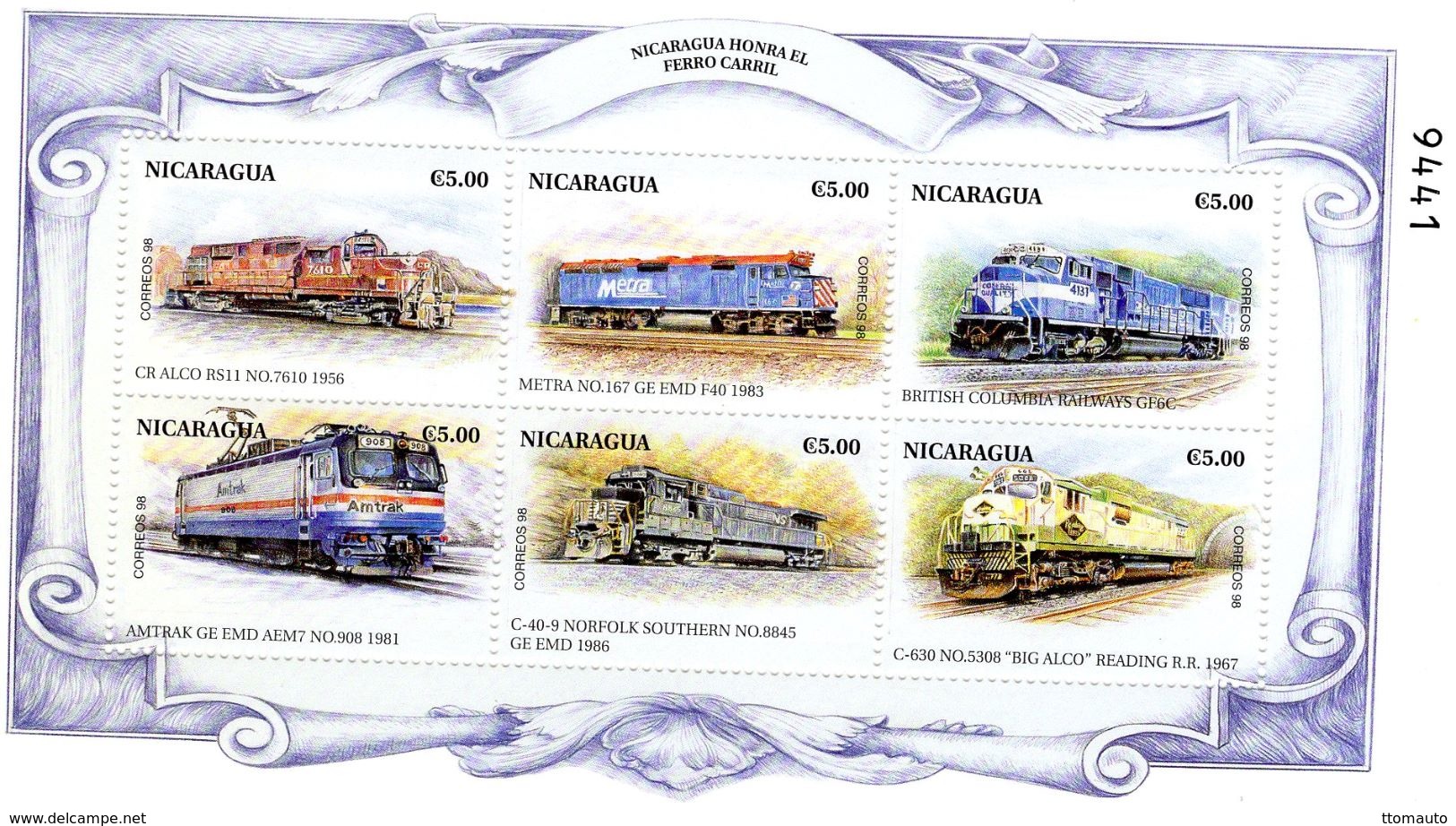 Nicaragua  -  Locomotives Diesel    -  6v MS Neuf/Mint MNH - Treni