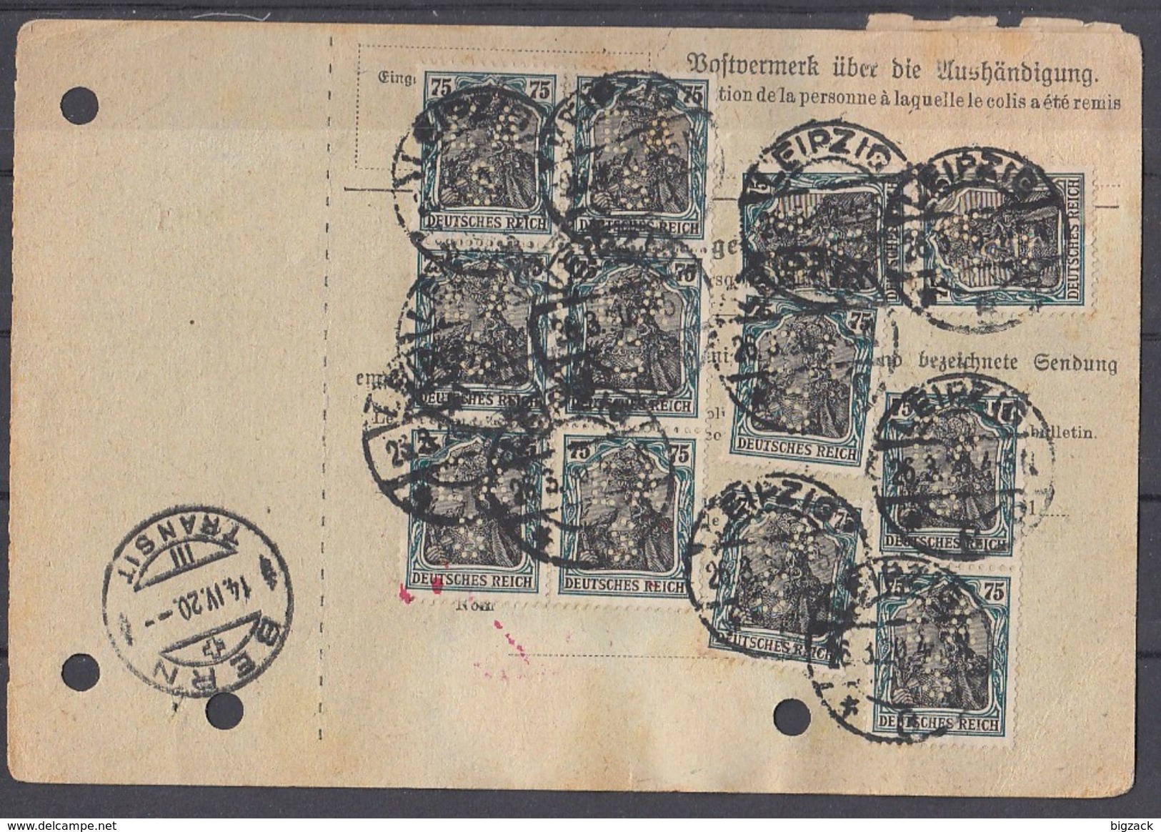 DR Paketkarte Mef Minr.16x 104 Leipzig 26.3.20 Gel. In Schweiz Perfins EAS - Briefe U. Dokumente