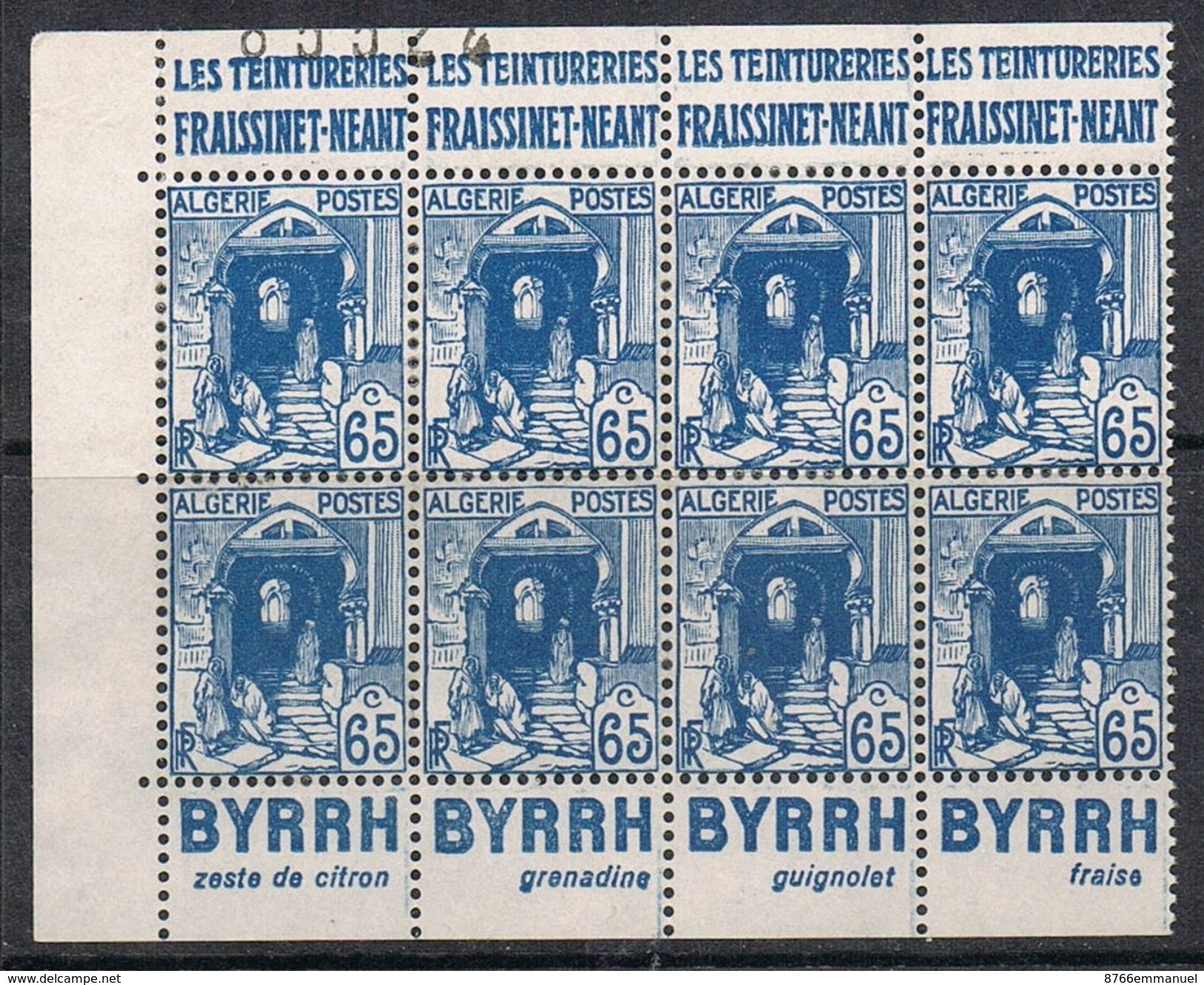 ALGERIE N°137 N** EN BLOC DE 4 PAIRES DE CARNET, Publicité BYRRH Et FRAISSINET - Unused Stamps