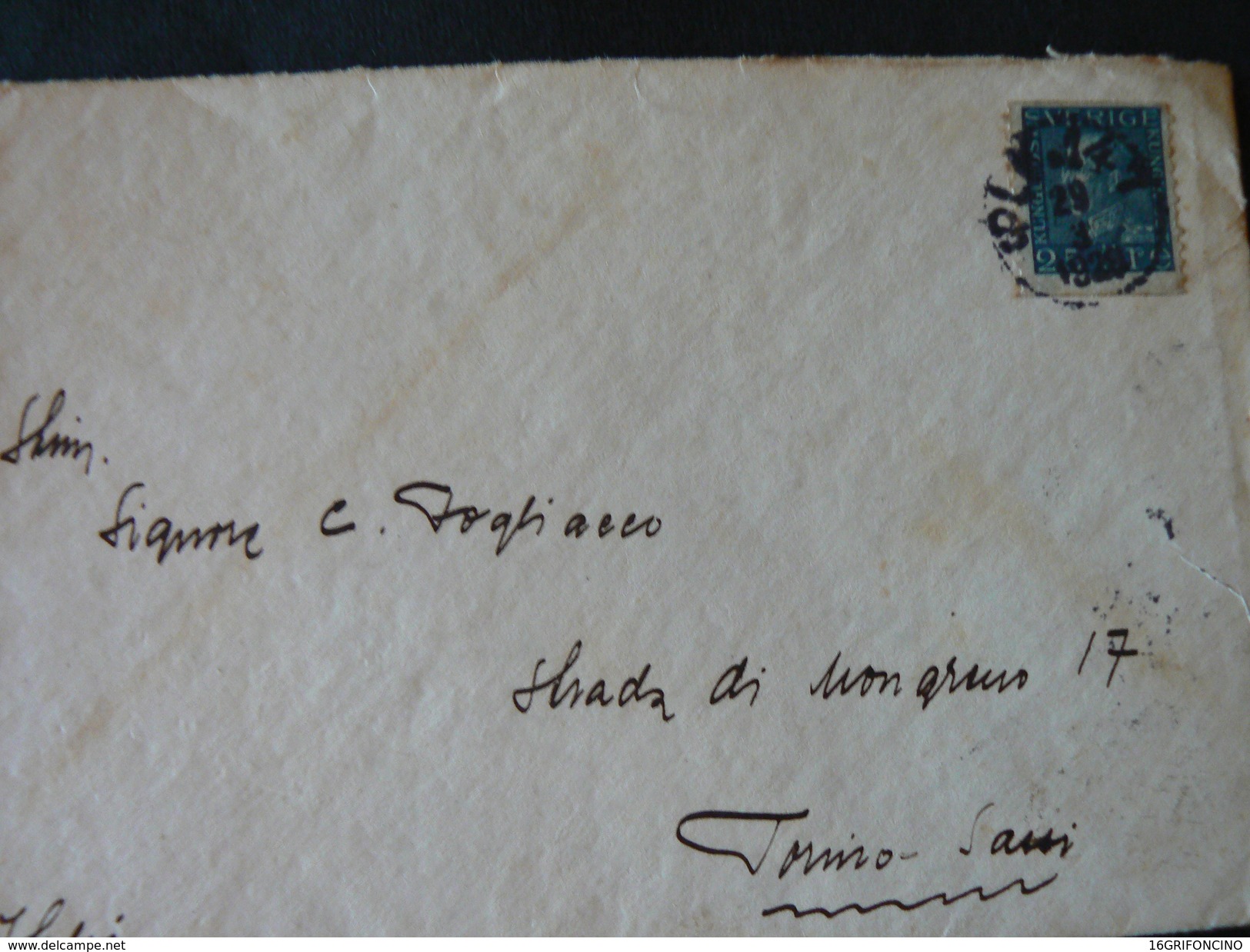 1929... LETTER FROM SVERIGE TO  ITALY..//..LETTERA VIAGGIATA DALLA SVEZIA PER L'ITALIA - 1920-1936 Coil Stamps I