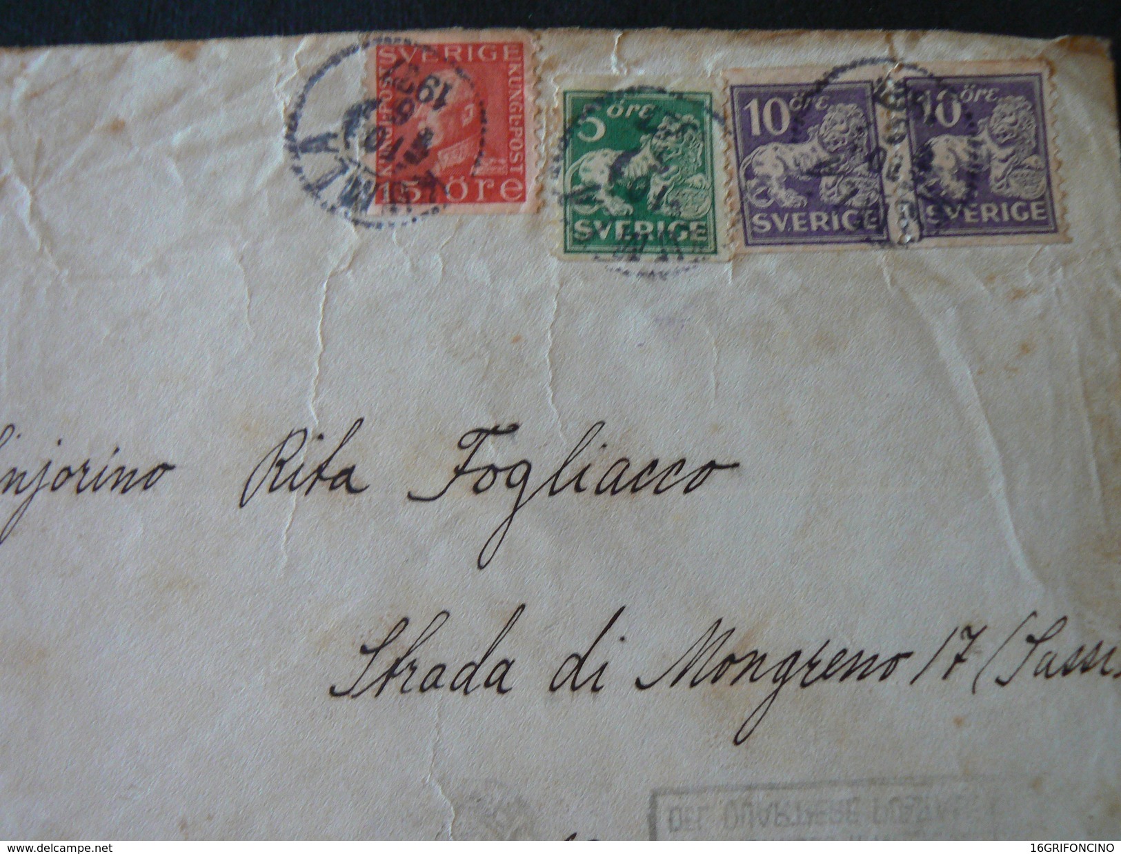 1927  LETTER FROM SVERIGE TO ITALY...///...LETTERA VIAGGIATA DALLA SVEZIA PER  L'ITALIA - 1920-1936 Rollen I