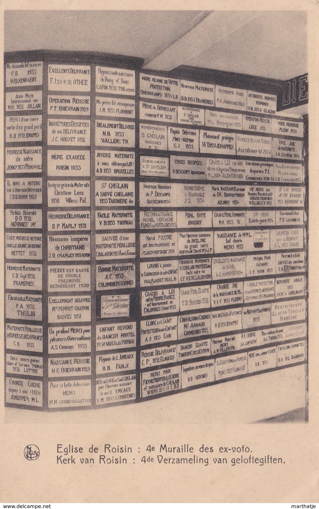 Eglise De Roisin : 4e Muraille Des Ex-voto - Kerk Van Roisin : 4de Verzameling Van Geloftegiften - Honnelles