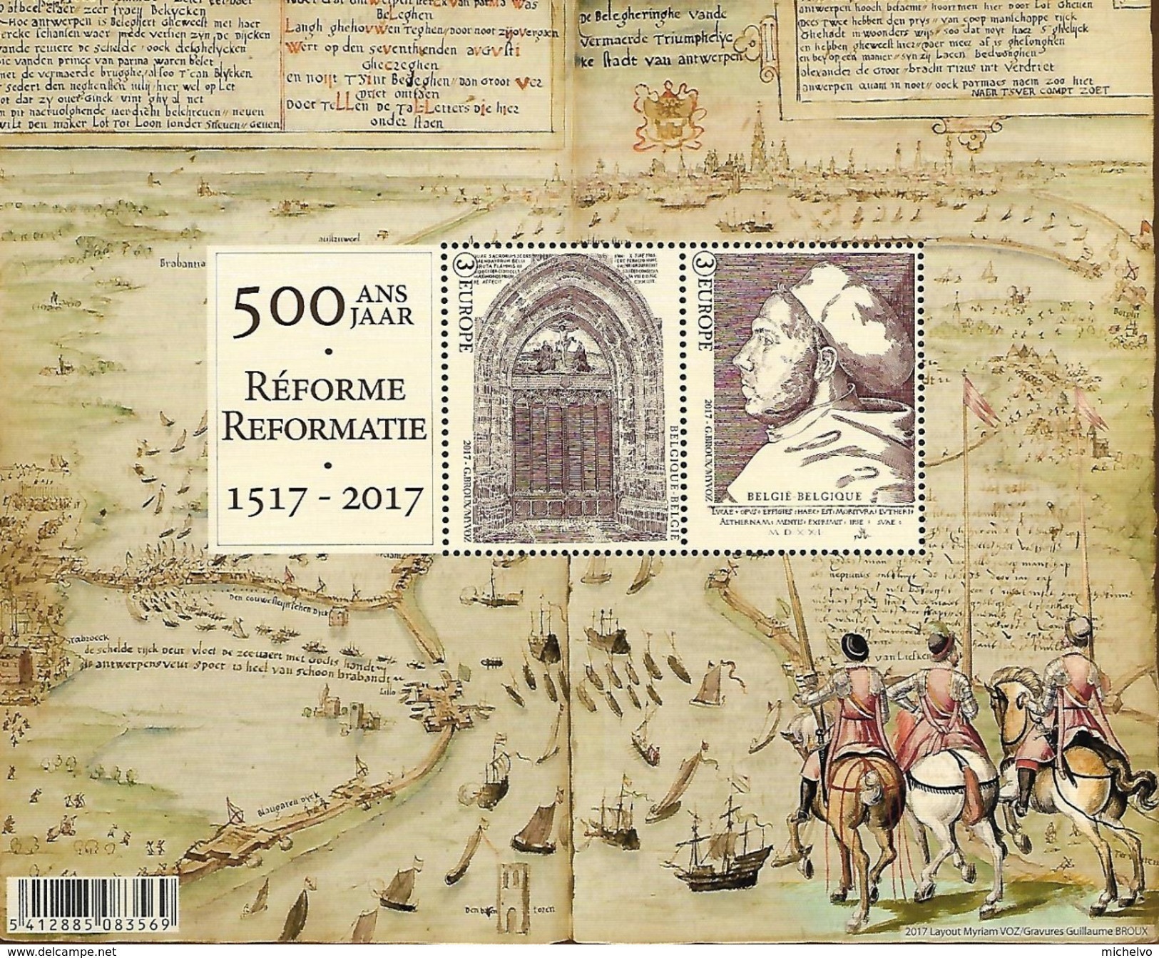 Belg. 2017 - COB N° BL 250 ** - 500 Ans De Réforme (Martin Luther) (timbres N° 4690 Et 4691) - Unused Stamps