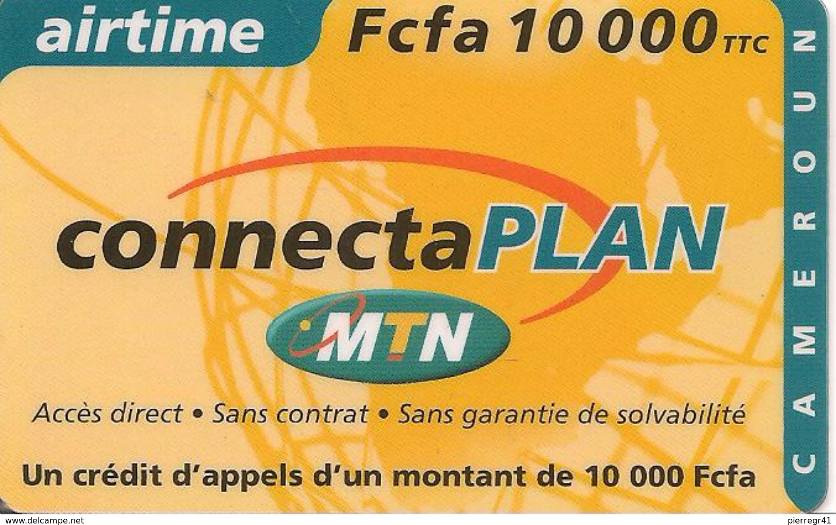 CARTE- PREPAYEE GSM-MTN-AIRTIME 10000FCFA-CONNECTAPLAN -TBE-RARE - Cameroun