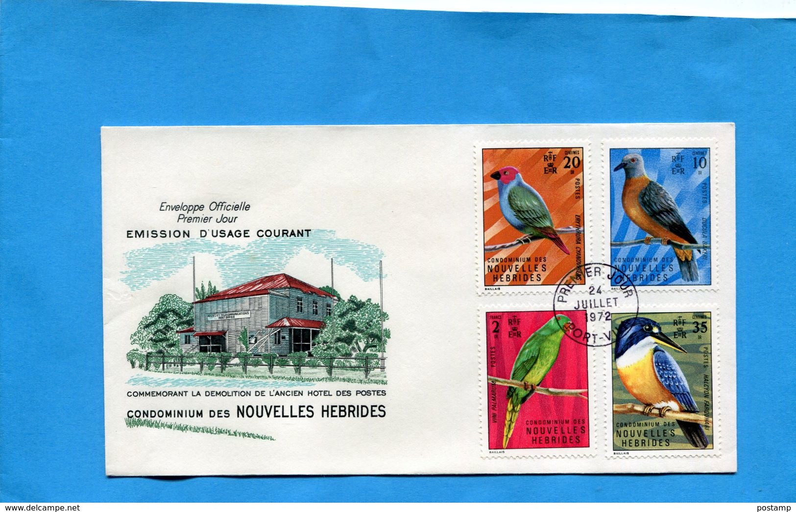 Nouvelles Hébrides- 3 Enveloppes Illustrées FDC-1972-FR-N°326-337 Série Art Oiseaux Coquillages Cote Des Timbres 40.50e - FDC