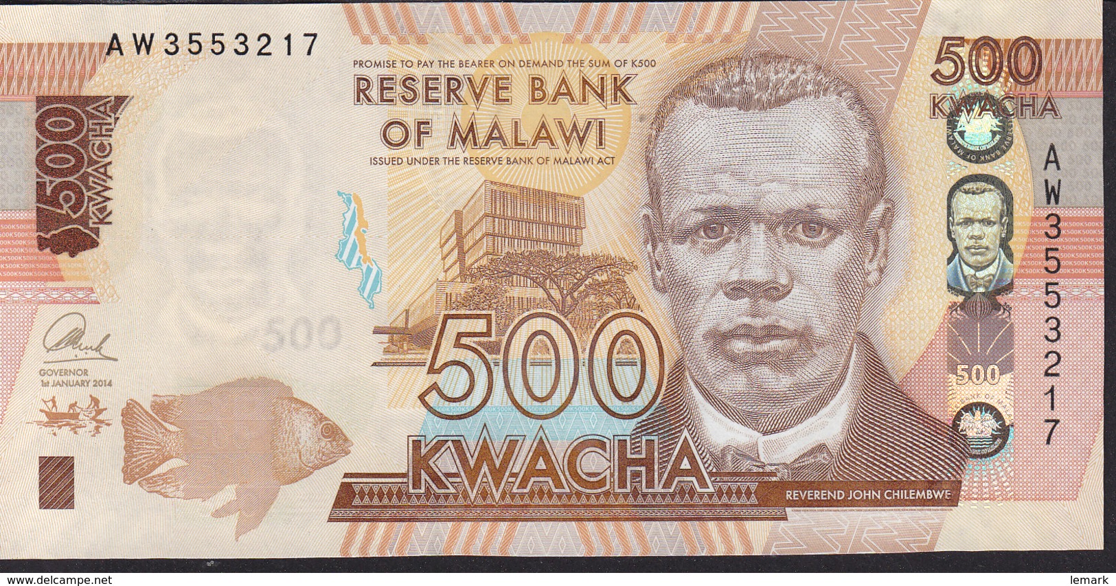 Malawi 500 Kwacha 2014 P61 UNC - Malawi