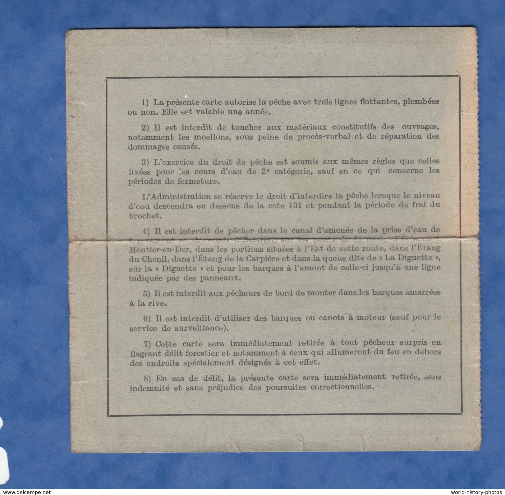 Carte Ancienne De Pêche En Barque - HAUTE MARNE - Montier En Der - 1960 - Président R. Henry - La Gaule Dervoise - Documents Historiques