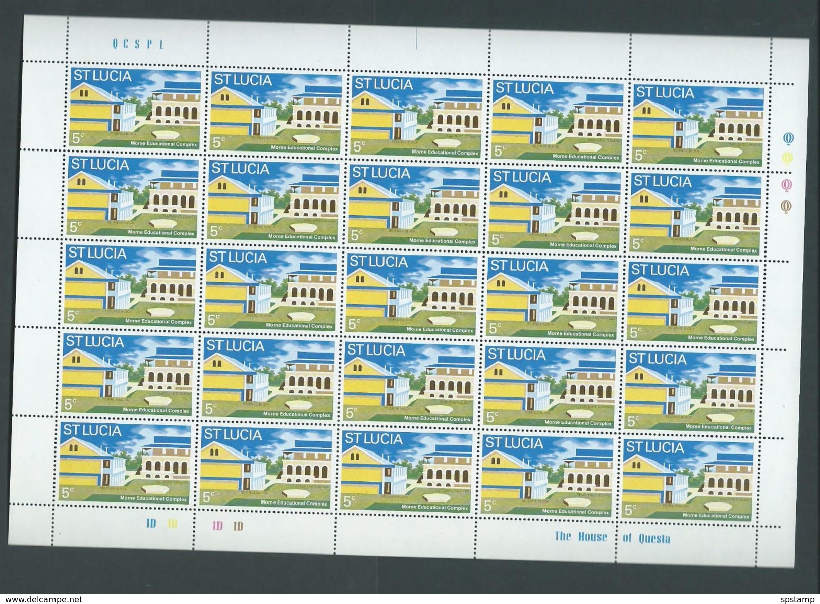 St Lucia 1972 Morne Educational Complex Set 4 In Fresh Full Sheets Of 25 MNH - St.Lucia (...-1978)