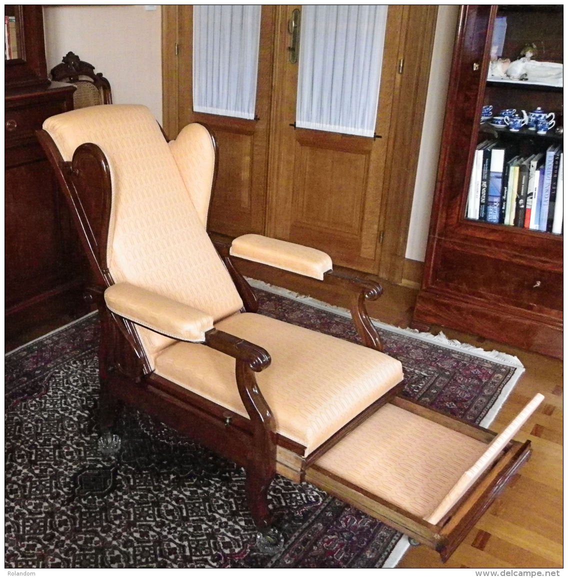 Rare Fauteuil Formant Chaise-longue Louis-Philippe En Acajou Impeccable Restauré - Other & Unclassified