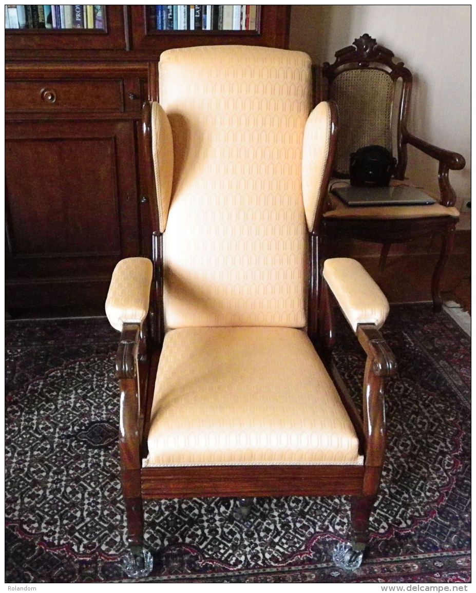 Rare Fauteuil Formant Chaise-longue Louis-Philippe En Acajou Impeccable Restauré - Other & Unclassified